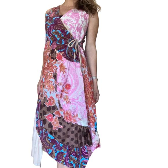 STELLA FOREST Patchwork Wrap Midi Dress Paisley Floral Polka Dot Size 38 Small S - Picture 11 of 11